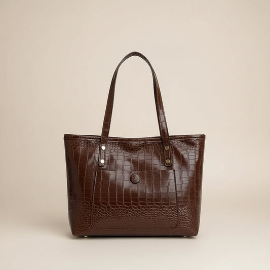 Camila - Croc-Embossed Commuter Tote